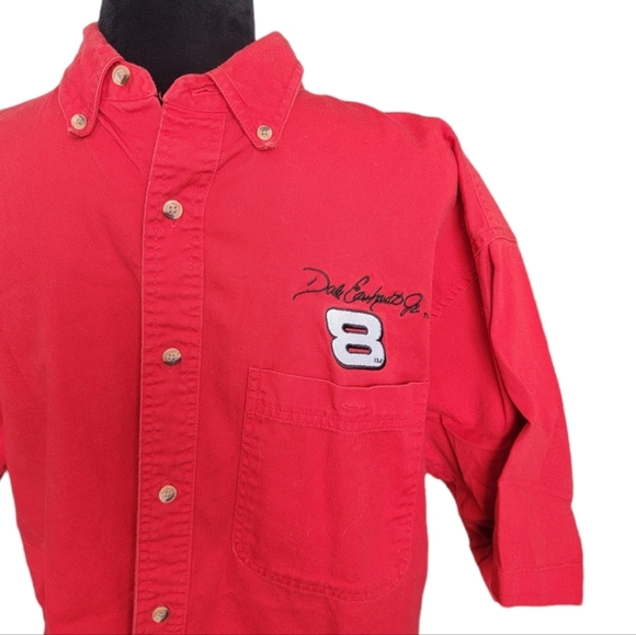 Vintage Nascar Dale Earnhardt Jr. #8 Red Button Down Shirt - Picture 2 of 4
